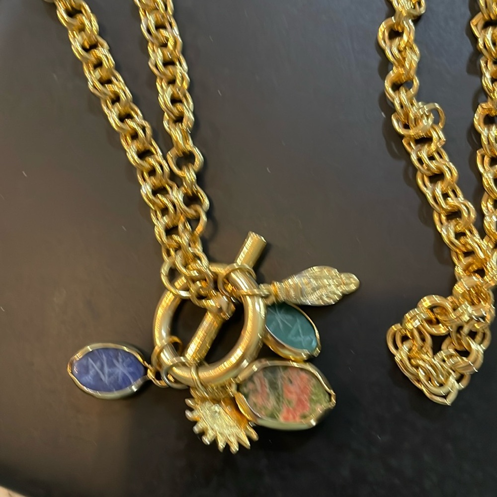 Joan Rivers gold tone necklace with charms